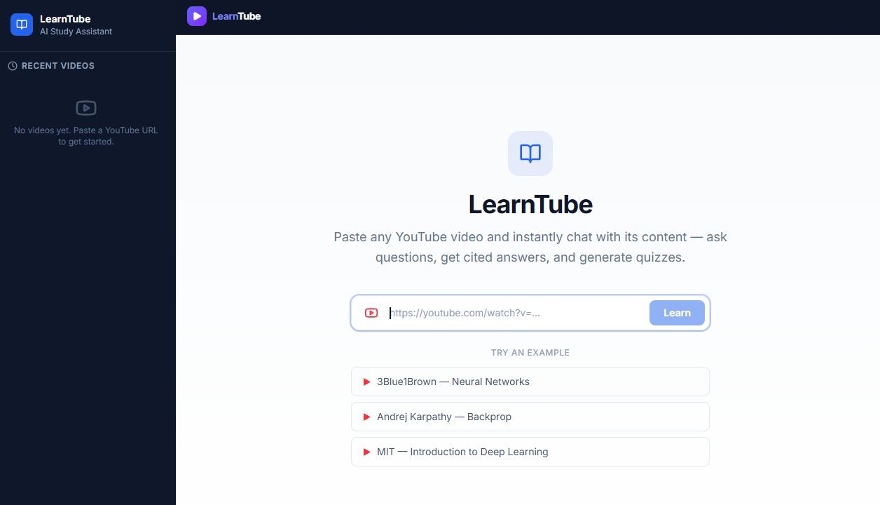 Video workspace with the recent-videos library in the sidebar.