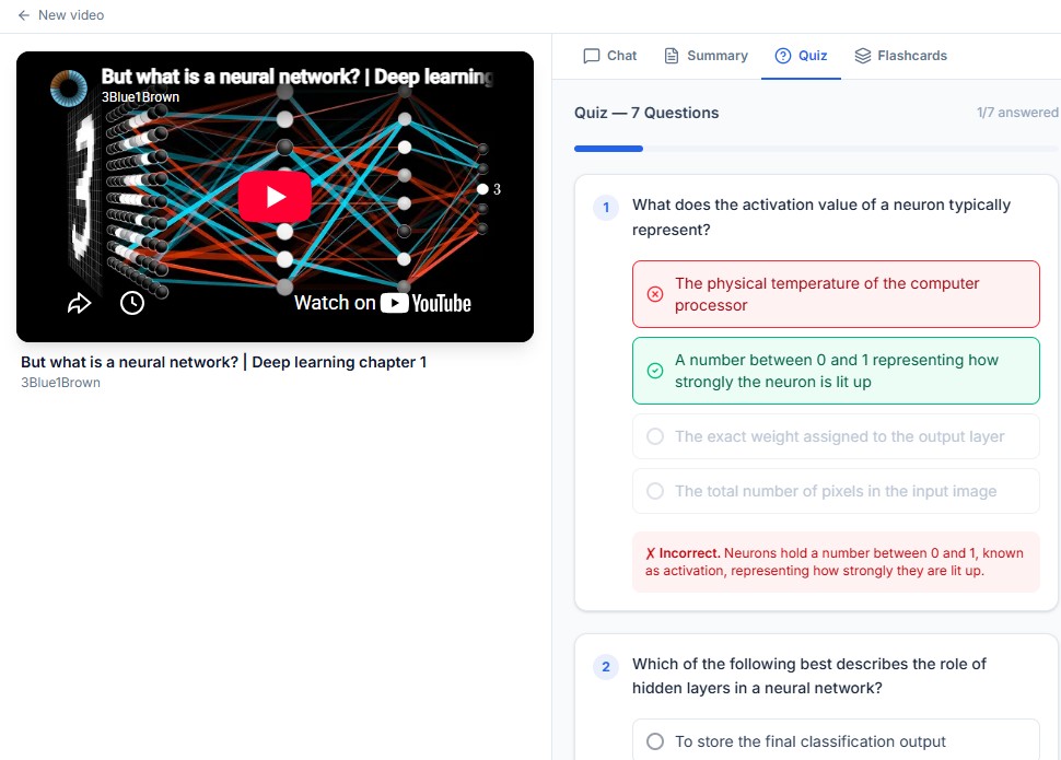 Quiz generation with scored multiple-choice questions.